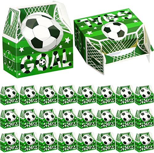 Zonon 25 Stück Fußball Party Geschenk Leckerli Boxen Fußball Süßigkeiten Geschenkboxen Fußball Party Zubehör Geschenkkarton für Sport Thema Geburtstag Dekoration, 4,8 x 2,4 x 5,2 Zoll