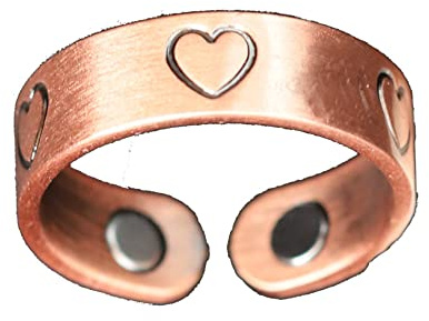 Ring aus Kupfer, magnetisch, Herzmotiv