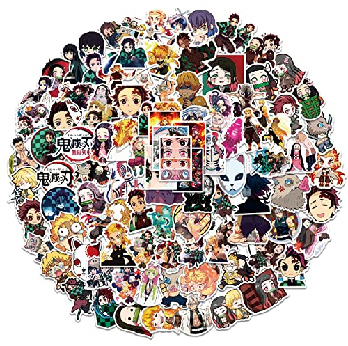 Demon Slayer Anime-Aufkleber, 100 Stück, Vinyl, Cartoon, Mehrfarbig, Wasserdicht, Für Auto, Laptop, Wasserflaschen, Wände, Kind, Fans von Demon Slayer Anime, of all ages