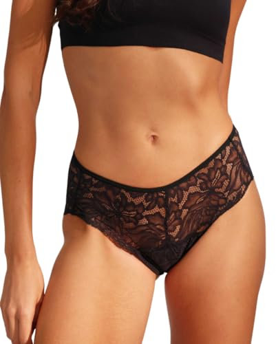 ooia Hipster Allover Lace Perioden Unterwäsche für Leichte Blutung Schwarz (Größe 38-40)