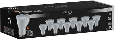 EDO, SET 10x FARI LED-Lampe M10 7,5W, Neutralweiß- 4000K NW, 700lm, nicht dimmbar, led GU10 4000K, sparlampen, led lampen glühbirne, Multipack 10, EDO777491