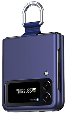 HAOYE pour Coque Samsung Galaxy Z Flip4 (Z Flip 4) Étui, Anti-Choc Housse Résistant aux Rayures PC Case Cover Bumper avec Anneau en Métal. Bleu