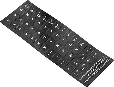 PATIKIL Spanish Keyboard Layout Stickers, 2 Pack Universal Keyboard Replacement Cover for Notebook Desktop Computer, Black Background White Lettering