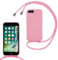 SLWYF Compatible with iPhone 6 Plus/iPhone 7/8 Plus Crossbody Lanyard Case, Liquid Silicone Protective Phone Case with Strap Adjustable Neck Cord Necklace Soft Cover for iPhone 6/7/8 Plus, Pink