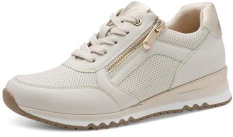 MARCO TOZZI Damen Sneaker flach mit Reißverschluss Vegan, Beige (Cream/Gold), 42 EU
