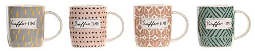 DKD Home Decor Taza mug de la Marca, Color Multicolor, de Porcelana (43,6 x 40,7 x 28,5 cm) (4 Unidades) S3041153 - EAN: 8424002011185