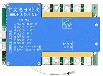 Seufrtyuo 8S 24V Lithium Iron Phosphate Battery Protection Board with Equalization Temperature Control BMS Protection Board(100A)