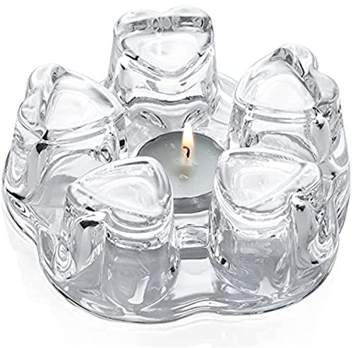 BERNOI Calentador de tetera de cristal transparente, con forma de corazón, base de calentador de velas, base de calefacción para calentador de café