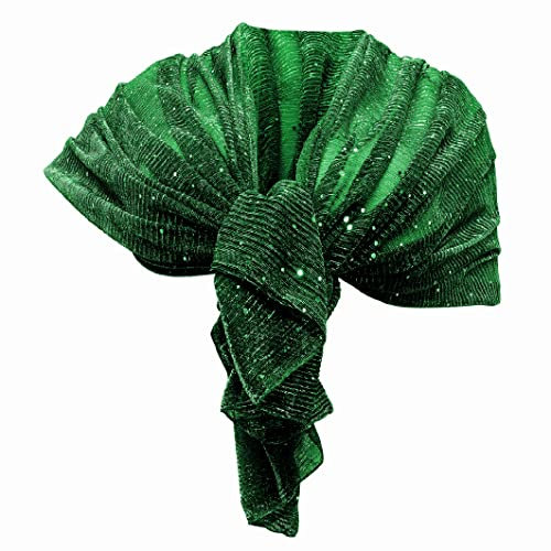 Elegante SCIARPA Plissettata Luminosa Foulard Sciale, Donna Coprispalle Stola Cerimonia (Verde Pois)