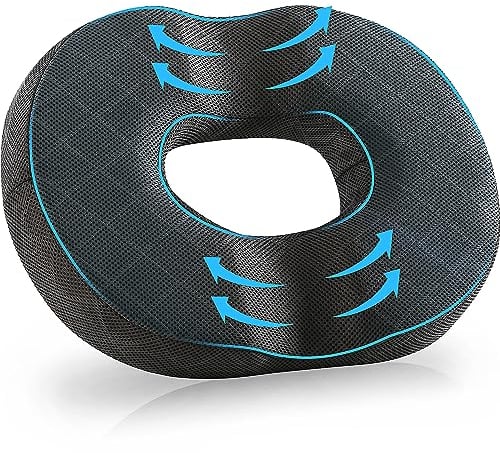 SKYNY Gel Donut Cushion for Hemorrhoids, Coccyx & Tailbone Pain Relief Donut Pillow– Orthopedic Memory Foam Ring Seat Cushion for Office Chair, Wheelchair, Sciatica, Postpartum, Pressure Sores
