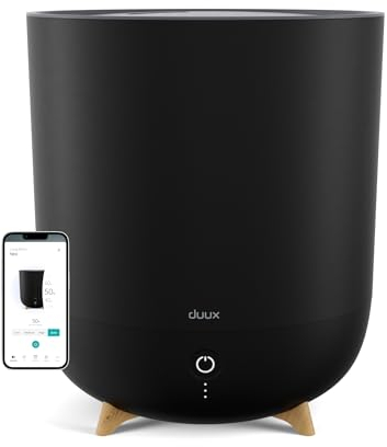 Duux Neo Ultrashall Luftbefeuchter Leise 5L - Smart Air Humidifier - Raumbefeuchter für Schlafzimmer, Kinderzimmer und Pflanzen - Schwarz
