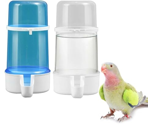 2pcs Plastic Bird Feeder Parrot Water Feeders Parrot Water Dispenser Plastic Water Clip for Bird Cage Accessories Large Capacity Design