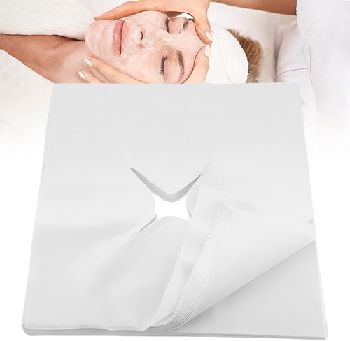 MEGYAD 200 Stück Nasenschlitztücher: Nasenschlitztücher Massageliege 40 x 40 cm für Kopfstütze bzw. Massageliege, Massage-Gesichtsauflage für Massagetische und Kopfstützen (40 x 40 cm)