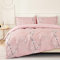 Jemiipee Set Housse de Couette à Motif Fleurs et Branches 200x200 cm 1 Personne et 2 x Taies d'oreiller 65x65 cm Parure de Lit Floral Microfibre Moderne avec Fermeture Eclair, Rose Clair