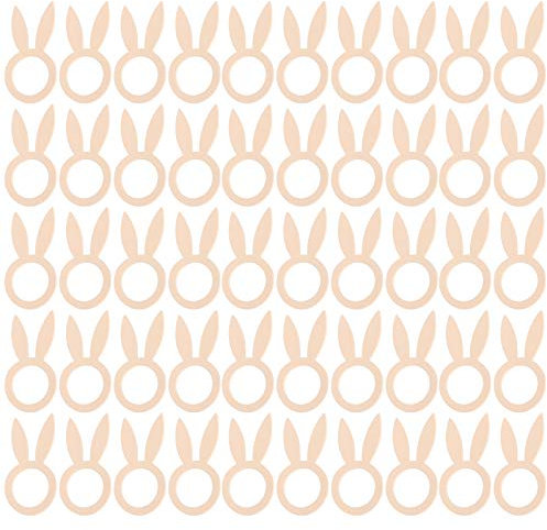 50 Stück Serviettenringe, Hasen-Serviettenringe aus Holz, Osterhasen-Ohr-Serviettenringe, Kaninchen-Serviettenringhalter, Bauernhaus-Serviettenringe, Holz-Hasenohren für