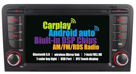 Autoradio mit Bluetooth für Audi A3 8P Radio Audi S3 RS3 Sportback Bluetooth Radio mit Wireless Carplay Wireless Android Auto Audi A3 Auto Radio Display Autoradio Carplay Bildschirm AM FM RDS Radio