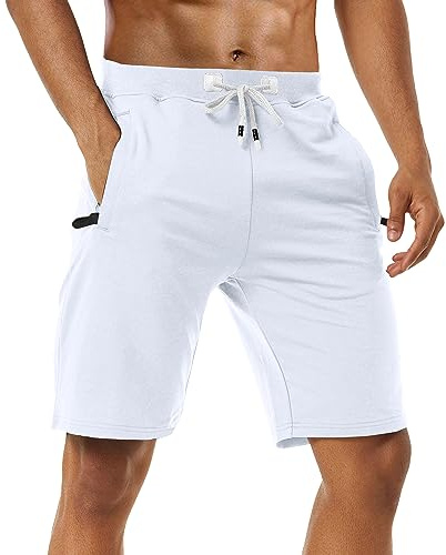 Kurze Hosen Herren Sporthose Herren Kurz, Laufshorts Männer Sommer Baumwolle Kurze Jogginghose Fitnesshose Shorts Herren Sport Shorts Trainingshose Running Shorts Mit Reißverschlusstasch, 2er-Pack