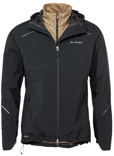 VAUDE Herren Jacke Yaras 3in1 Jacket 2,5-Lagen Außenjacke, Innenjacke mit PrimaLoft® Insulation, wasserdicht, winddicht und atmungsaktiv, black/oat, M