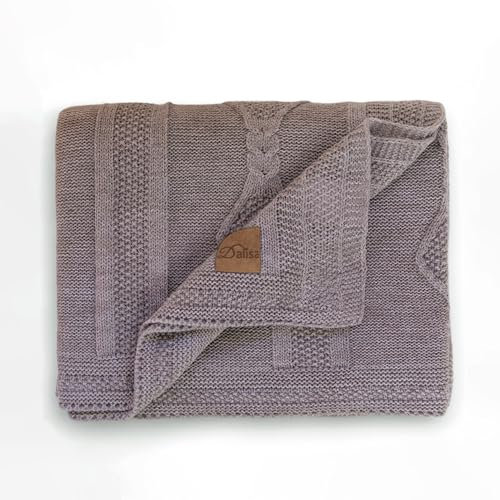 Dalisa Elegante Shiraz Strickdecke, Kuscheldecke 130 x 170 cm Cappuccino - Weiches Acryl, vielseitig für Deko & Outdoor, Öko-Tex Zertifiziert
