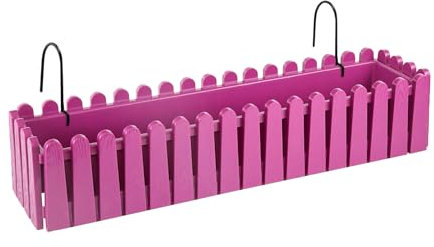 Fioriera Rettangolare Con Sistema Di Drenaggio Esterno Vaso Piante Fiori Conservazione Acqua Balconiera Con Supporti Da Ringhiera Appesa Inclusi Balcone Design Moderno - Magenta - 75 cm 14Lt