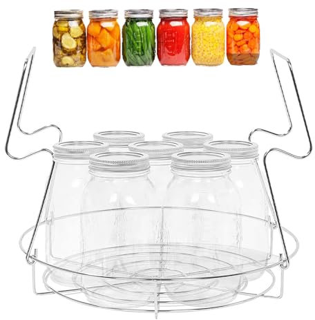 Rejilla Para Conservas Rejilla Para Conservas De Acero Inoxidable. Capacidad Para Tarros De 8 Pintas O 7 Cuartos, Kit De Suministros Para Conservas Para Tarros De Boca Ancha Regulares, Tarros De Bolas