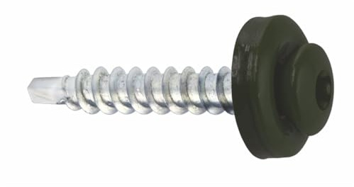 KLIMAS Spenglerschrauben Trapezblechschrauben Bohrschrauben mit EPDM Dichtscheibe für Holzunterkonstruktionen Torx TX-20 (RAL6020 - Chromoxidgrün)