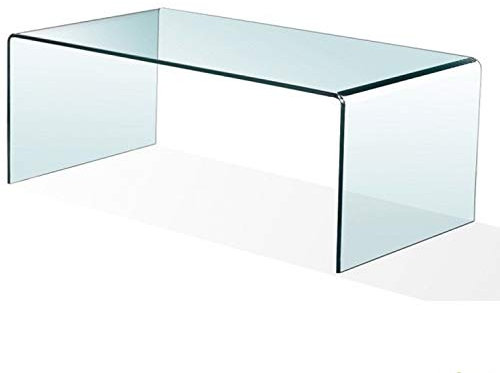 HABITMOBEL Mesa de Centro Rectangular de Salon Mueble Cristal, Rectangular 110 cm x 50 cm Cristal Templado