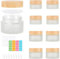 Mirraswit 8 Stück Weiß Mattiertes Glas Cremedose 20ml und 30ml, Glastiegel mit Holzmaserung, Matte Oberfläche Salbentiegel Glas, mit Aufklebern, Kratzlöffel für Kosmetik, Lotion, Creme