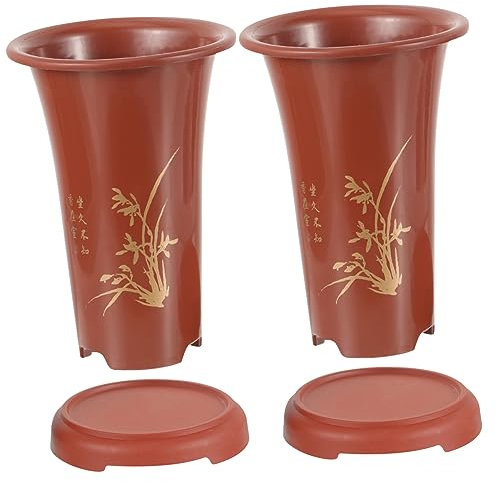 TINEASUR 2juegos Macetas De Plástico para Orquídeas Plato para Decoración Interior y Exterior Macetas para Plantas De Interior para Hogares y Oficinas