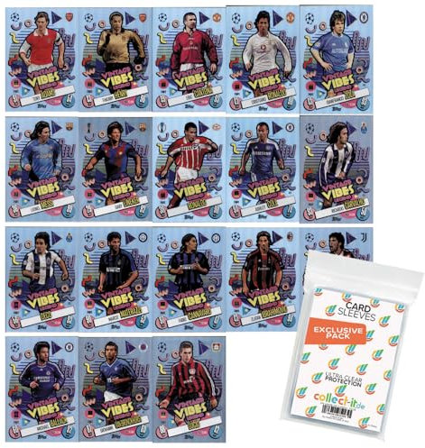 Bundle mit Match Attax Champions League 2024/25 - Trading Cards Sparangebote + Exklusive Collect-it Hüllen (Alle 18 Vintage Vibes Legends Karten)