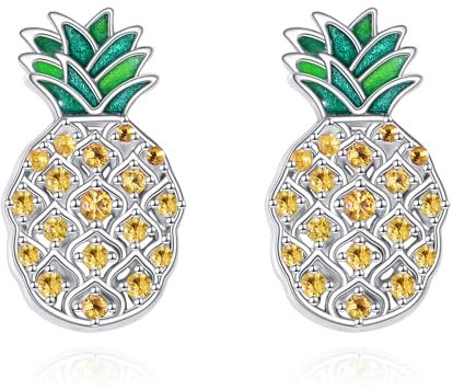 VENACOLY Ananas Ohrstecker für Frauen 925 Sterling Silber Tropische Ohrringe Obst Ohrringe Ananas Schmuck Geschenke für Frauen