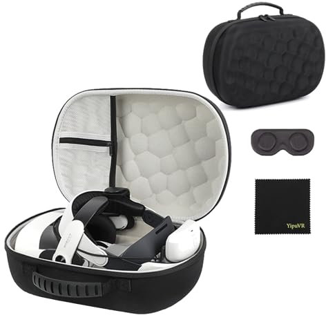 YipuVR Custodia rigida in EVA per Meta Quest 3/3 S, compatibile con accessori per cuffie Quest 3 VR, antiurto, impermeabile, fodera morbida per viaggi e casa, custodia per il trasporto VR