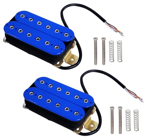 4 x 6-saitige E-Gitarren-Tonabnehmer Humbucker Dual in Line verstellbare Sechskantschraube Tonabnehmer (blau)