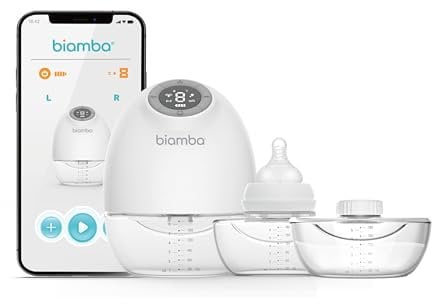 Biamba Pump Pro Portable Breast Pump Hands Free - 180mL Capacity Wearable Breastfeeding Pumps with App Control, Electric Hands Free Breast Pumps with 3 Modes, 9 Suction Levels, Slim Design, Single