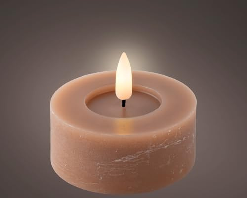 Lumineo LED Teelicht Wachs Hellbraun/warmweiss 3cm