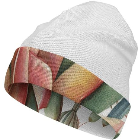 FZQVSWTX Strickmütze für Damen und Herren, mit Bündchen, niedlich, Aquarell-Sukkulenten, bedruckt, modisch, weich und warm, mit Bündchen, Aquarell-Sukkulenten, Größe 3XL, Aquarell-Sukkulente, 3XL