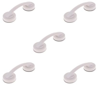 Feriuzymix Juego de 5 tiradores de cristal con ventosa fuerte para puerta o ventana, color blanco, talla L