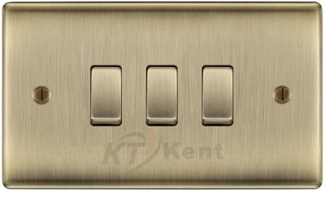 BG Nexus Antique Brass 3 Gang Intermediate Custom Grid Light Switch