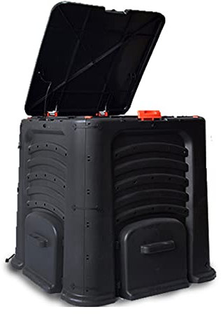 Electric Compost Bin Compost Bin, 105 Gallon (400 L) Large Outdoor Composting Box with Top Flip Lid and 4 Bottom Exit Door, BPA Free Material, Grass Food Trash Can Composter Barrel for Garden Yard, Ea