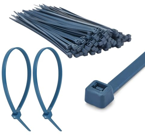 TERF® 10 fascette fermacavi blu rilevabili in metallo, 390 mm x 7,6 mm, resistenti, in filo di nylon, con chiusura lampo, con meccanismo autobloccante, per industrie alimentari e farmaceutiche