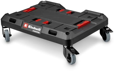 Original Einhell E-Case Rollbrett (max. 120 kg, feststellbare Lenkrollen, kombinierbar mit Einhell E-Case System, Transport von Koffern und Kisten, mit Fixierung für Spanngurte)