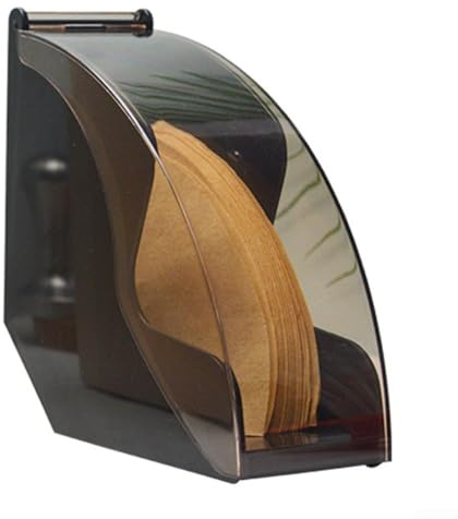 Coffee Filter Paper Rack with Rotating Lid and Protective Acrylic Cover (Black)