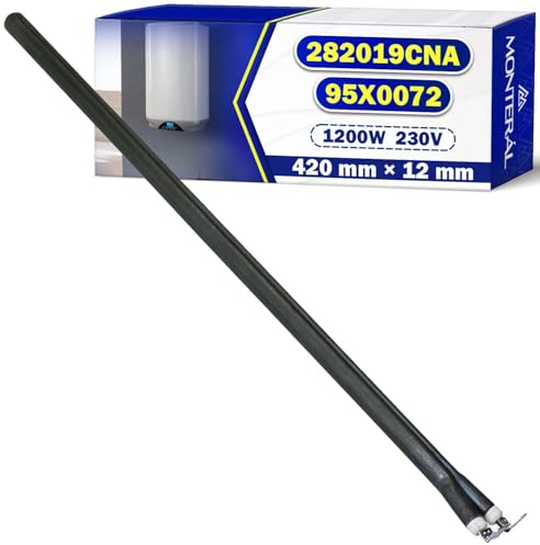 Resistencia Calentar Agua de Tipo Seco 420 mm Ø12 mm 1200W Código 282019CNA | 95X0072 para Fagor para Brandt para Edesa para Aspes para Ocean - Garantía de 10 Años - MONTERAL