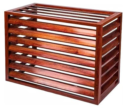 unmjgybc Valla de Privacidad Cubierta Aire Acondicionado Persiana Text Madera L100×W50×H70(1.5P) Exterior Rejilla Aluminio Resistente Óxido Reducción Ruido Soporte Plantas Decoración Elegante