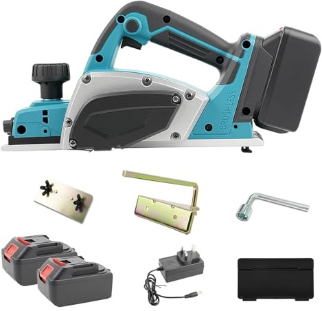 WUDLEP Cordless Electric Planer Compatible with Makita 21V Battery, Powered Planing Tool with 82mm Width and 2mm Depth, 16500RPM Electric Wood Planer, for Woodworking