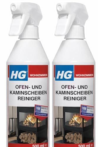 HG Ofen- und Kaminscheiben-Reiniger 2er Pack – Reiniger gegen Ruß & eingebrannte Rückstände, für Glas