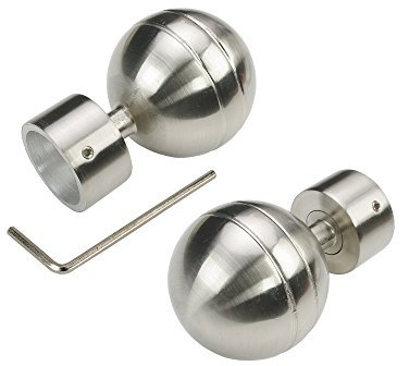 Liedeco Endstück, Endknopf 25 mm Kugel m. Rohraufnahme | Edelstahl-Optik | 1 Stück