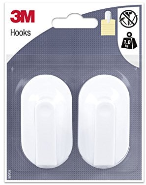3M 96970 Gancio Adesivo con Clip, Bianco, 0.1x0.13x0.15999999999999998 cm, Set di 2 Pezzi
