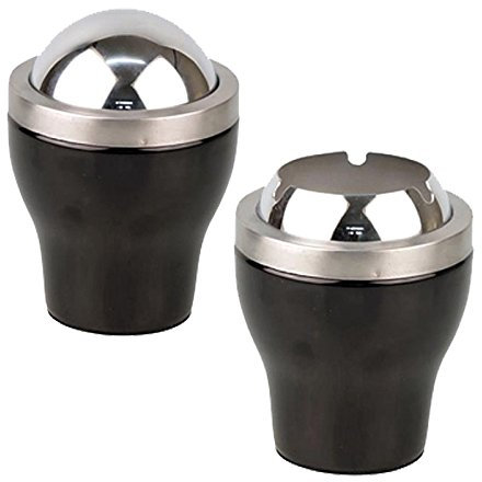 2. WAHL Kuppelaschenbecher POKAL Windaschenbecher Chrom / schwarz lackiert, ØxH=10,5x23 cm, 1 St. Windascher …