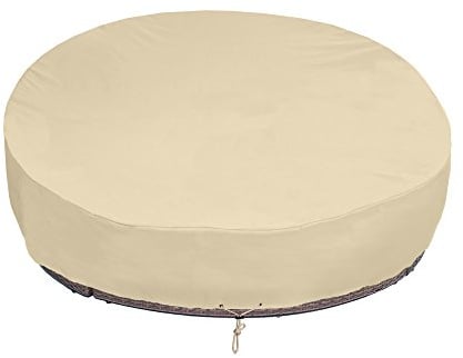 SunPatio Runde Tagesbett-Abdeckung, 228 cm, 600D Terrassen-Überdachung, Tagesbett, Sofabezug, strapazierfähig, Allwetterschutz, Beige